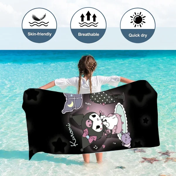 Kuromi Towels Quick Dry Microfiber Large Sanrio Soft Skin-Friendly Boys Girls Shower Cute Beach Bathroom 2