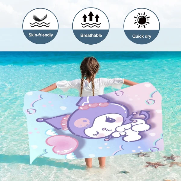 Kuromi Towels Quick Dry Microfiber Large Sanrio Soft Skin-Friendly Boys Girls Shower Cute Beach Bathroom 3