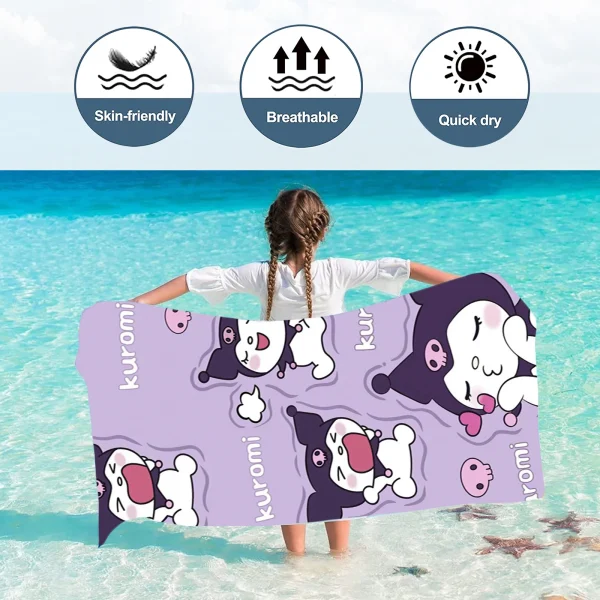 Kuromi Towels Quick Dry Microfiber Large Sanrio Soft Skin-Friendly Boys Girls Shower Cute Beach Bathroom 4