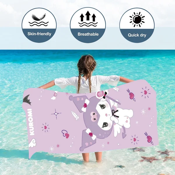 Kuromi Towels Quick Dry Microfiber Large Sanrio Soft Skin-Friendly Boys Girls Shower Cute Beach Bathroom 5