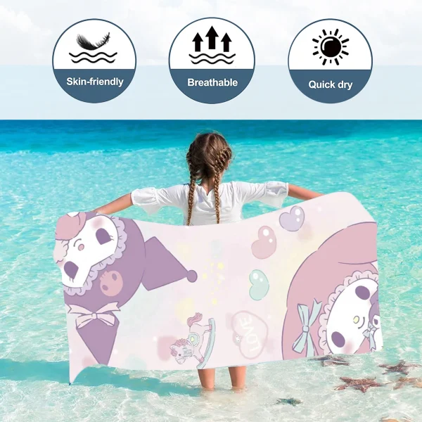 Kuromi Towels Quick Dry Microfiber Large Sanrio Soft Skin-Friendly Boys Girls Shower Cute Beach Bathroom 6