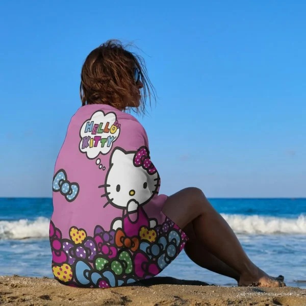 Hello Kitty Sea Beach Towel Quick Drying Towels Bathroom Customized Serviette Microfibre Large Bath Microfiber Gym Shower Hair 3