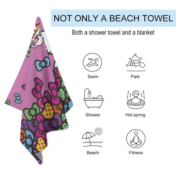 Hello Kitty Sea Beach Towel Quick Drying Towels Bathroom Customized Serviette Microfibre Large Bath Microfiber Gym Shower Hair 4