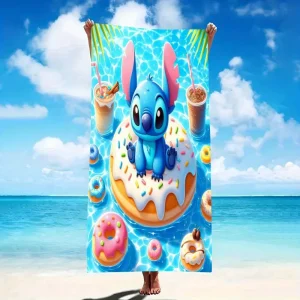 Stitch on a Donut Beach Towel: Fun and Colorful for Summer! Suitable for towels, bath towels, beach towels, gifts 1