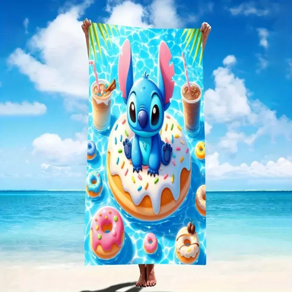Stitch on a Donut Beach Towel: Fun and Colorful for Summer! Suitable for towels, bath towels, beach towels, gifts 1