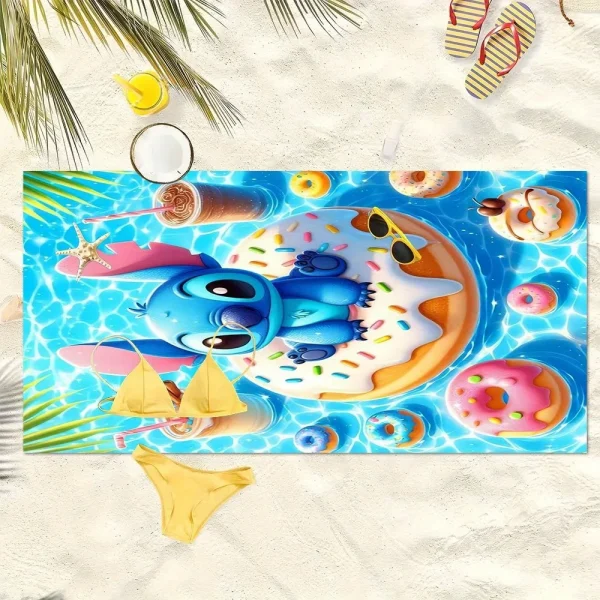 Stitch on a Donut Beach Towel: Fun and Colorful for Summer! Suitable for towels, bath towels, beach towels, gifts 2