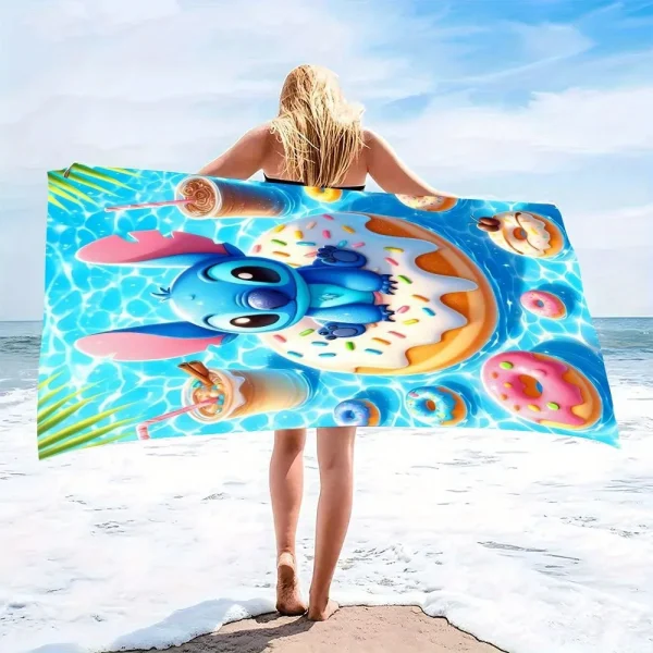 Stitch on a Donut Beach Towel: Fun and Colorful for Summer! Suitable for towels, bath towels, beach towels, gifts 4