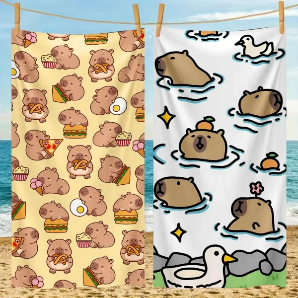 Cute Capybara Beach Towel Microfiber Sand Free Quick Dry Soft Sandproof Pool Towels Gift for Women Travel Gym Shower Camping 1