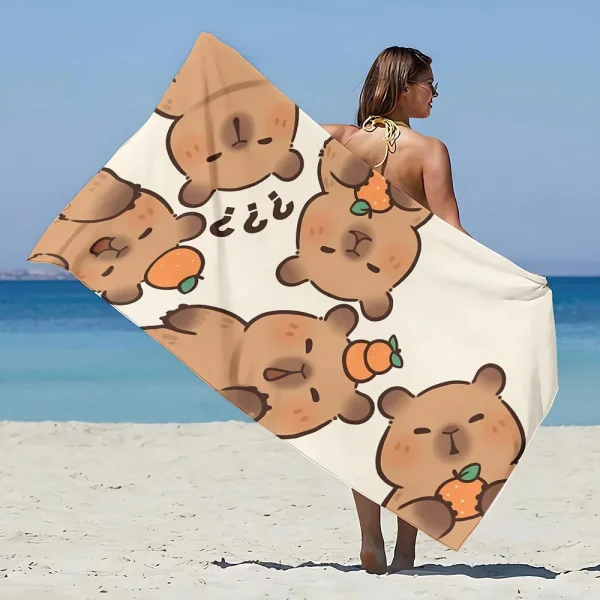 Cute Capybara Beach Towel Microfiber Sand Free Quick Dry Soft Sandproof Pool Towels Gift for Women Travel Gym Shower Camping 2