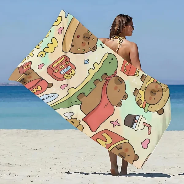 Cute Capybara Beach Towel Microfiber Sand Free Quick Dry Soft Sandproof Pool Towels Gift for Women Travel Gym Shower Camping 4