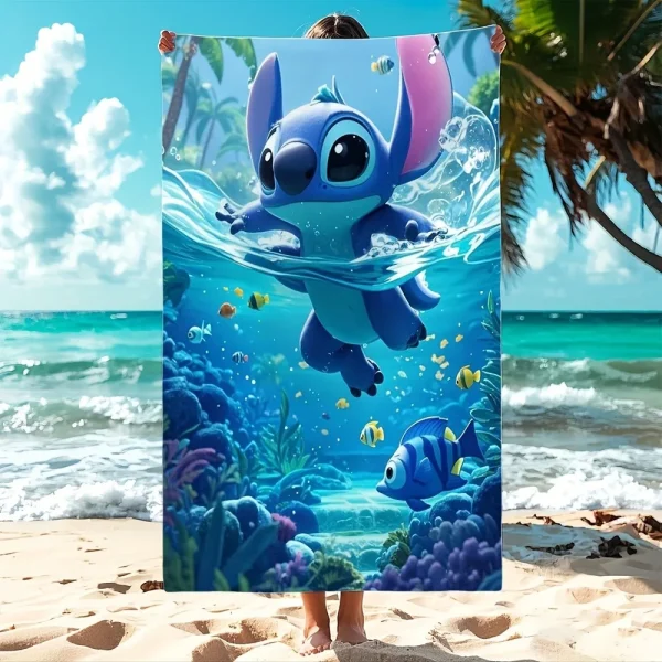 Splash into Fun with Stitch - Beach Towel! Suitable for towels, bath towels, beach towels, party decorations, gifts 1