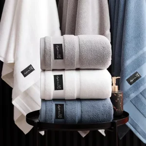 Inyahome 100% Cotton Shower Towels Bath Towel for Adults High Absorbent Home Hotel Pure Thick Towels Bathroom Bath Towel White 1