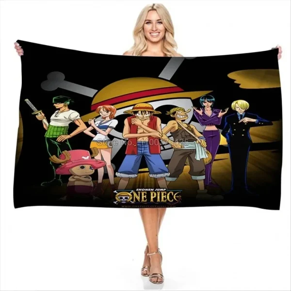 Cartoon Beach Towel, Anime Barh Towel Set 75x150cm, Printed Washcloth for Bathroom Shower Decor Home Decor 3
