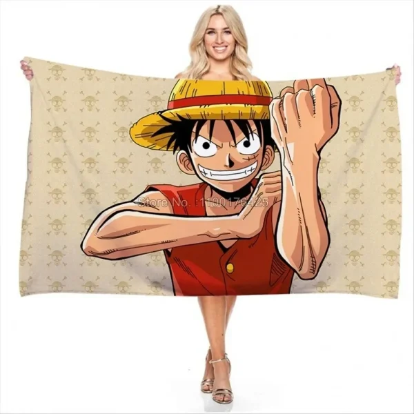 Cartoon Beach Towel, Anime Barh Towel Set 75x150cm, Printed Washcloth for Bathroom Shower Decor Home Decor 4