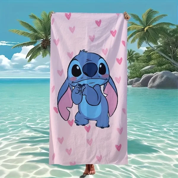 Stitch on Pink: Adorable Heart-Patterned Beach Towel for Fun in the Sun! Suitable for towels, bath towels, beach towels, gifts 4