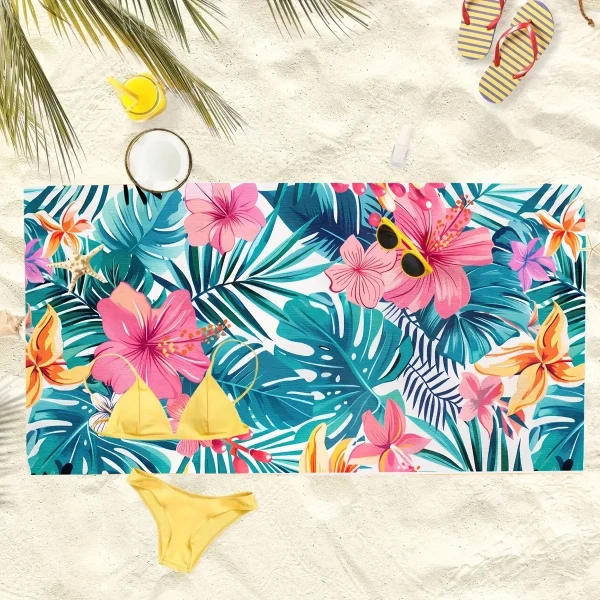 Floral Paradise Beach Towel: Dive into Summer Vibes! Suitable for towels, bath towels, beach towels 2