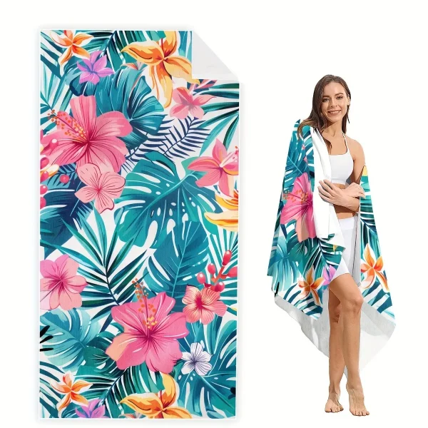 Floral Paradise Beach Towel: Dive into Summer Vibes! Suitable for towels, bath towels, beach towels 3