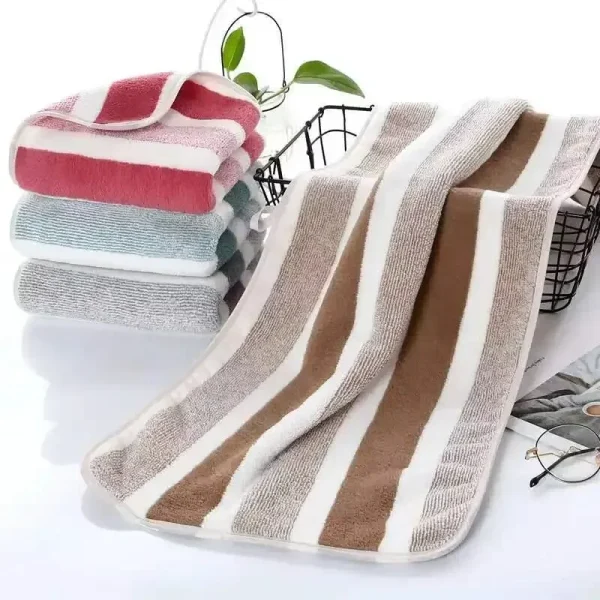 Striped Pattern Towel Set Soft Hand Towel Bath Towel Quick Drying Absorbent Towels For Bathroom 4
