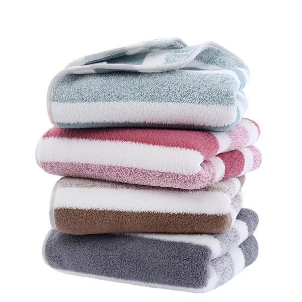 1 pcs Striped Face Towel 35x75cm For Bathroom Or Soft And Absorbent Quick-Drying Experience Microfiber Bath Towel 70x140cm 2