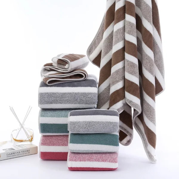1 pcs Striped Face Towel 35x75cm For Bathroom Or Soft And Absorbent Quick-Drying Experience Microfiber Bath Towel 70x140cm 6
