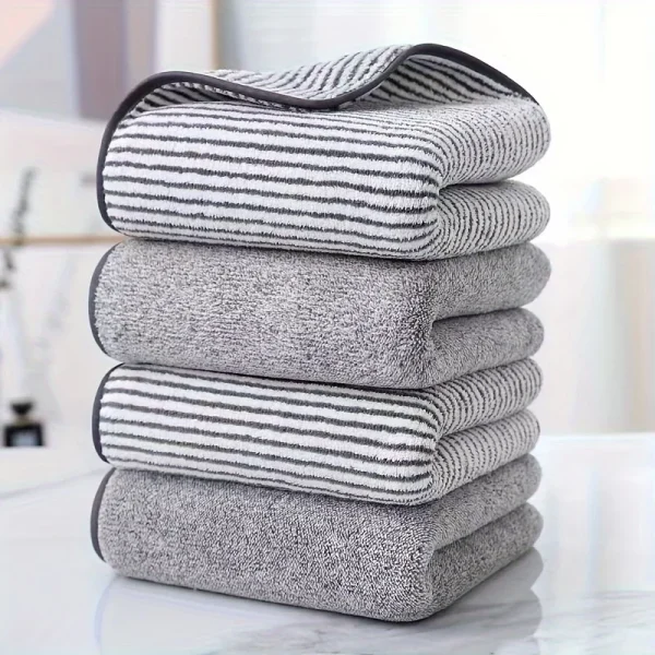 1 pcs Striped Bamboo Hand Towel Absorbent & Quick-drying Super Soft Skin-friendly Bathing Towel For Home Bathroom 35x75cm 2