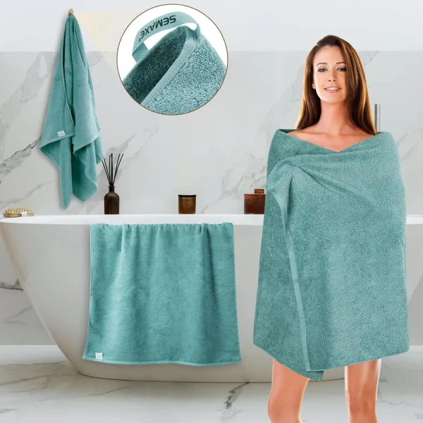 SEMAXE 4 Pcs Heavyweight Bath Towels Set [550GSM 100% Cotton] Ultra Soft for Home Spa Essentials Quick Dry Double Stitched Edges 1