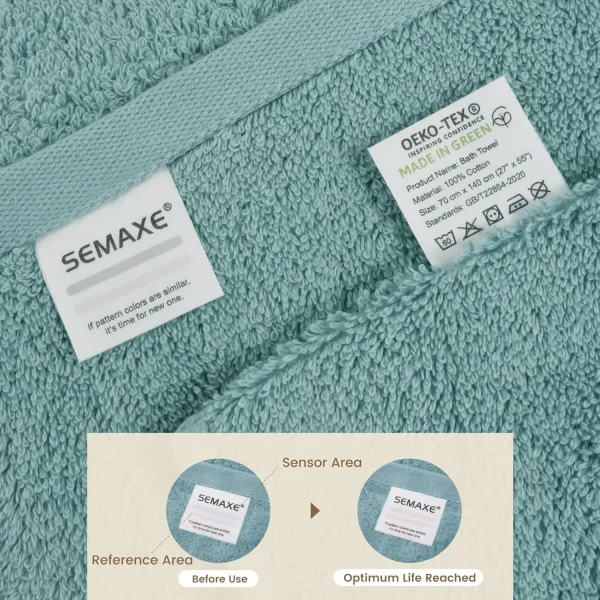 SEMAXE 4 Pcs Heavyweight Bath Towels Set [550GSM 100% Cotton] Ultra Soft for Home Spa Essentials Quick Dry Double Stitched Edges 5