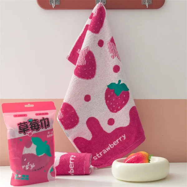 Strawberry Soft Cotton Baby Bath Towel Cartoon Fruit Kids Face Towel Soft Absorbent Washcloth Grape Lemon Children Shower Towels 1