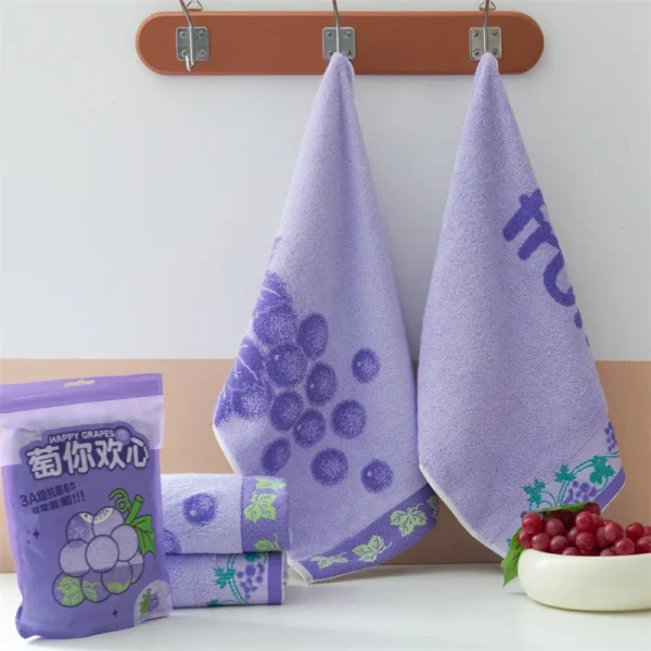 Strawberry Soft Cotton Baby Bath Towel Cartoon Fruit Kids Face Towel Soft Absorbent Washcloth Grape Lemon Children Shower Towels 3