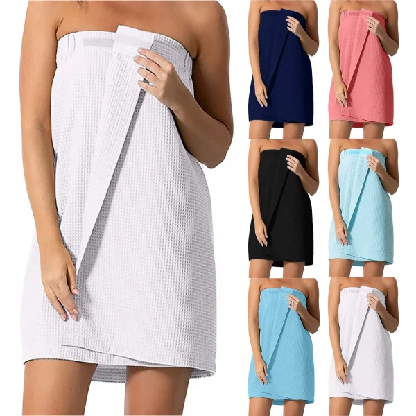 Ladies Bath Towel Women’s Waffle-Spa Body Wrap with Adjustable Closure Home Textile Towel Women Robes Bath Wearable Towels 1