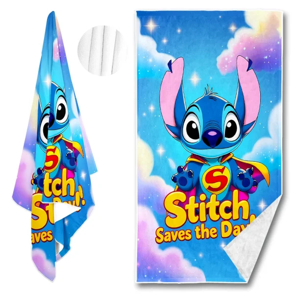 1pc Disney Beach towel Stitch Cartoon pattern elements Ultra-Absorben Windproof & Sun-Protective-Ideal for Beach Travel Camping 3