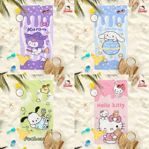 Kuromi, Cinnamoroll, Pochacco & Hello Kitty Beach Towels: Cute Prints for Summer Fun! Suitable for towels, bath towels 1