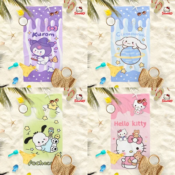 Kuromi, Cinnamoroll, Pochacco & Hello Kitty Beach Towels: Cute Prints for Summer Fun! Suitable for towels, bath towels 1