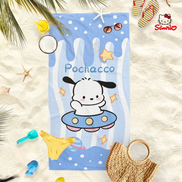 Kuromi, Cinnamoroll, Pochacco & Hello Kitty Beach Towels: Cute Prints for Summer Fun! Suitable for towels, bath towels 2