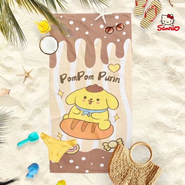 Kuromi, Cinnamoroll, Pochacco & Hello Kitty Beach Towels: Cute Prints for Summer Fun! Suitable for towels, bath towels 5