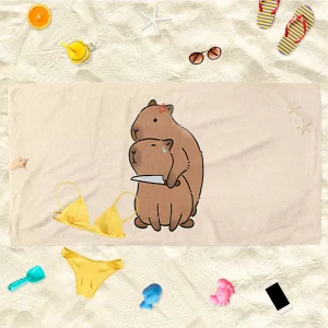 Adorable Capybara Beach Towel: Keep Happy, I'm Ok for Summer Fun! Suitable for towels, bath towels, beach towels 1
