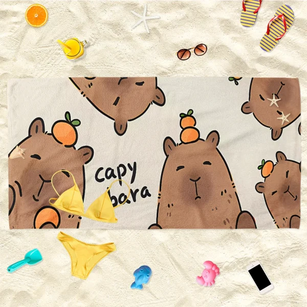 Adorable Capybara Beach Towel: Keep Happy, I'm Ok for Summer Fun! Suitable for towels, bath towels, beach towels 4