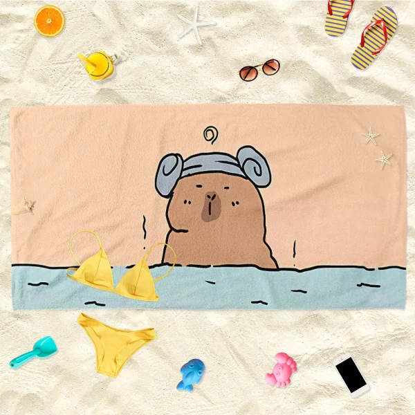 Adorable Capybara Beach Towel: Keep Happy, I'm Ok for Summer Fun! Suitable for towels, bath towels, beach towels 5
