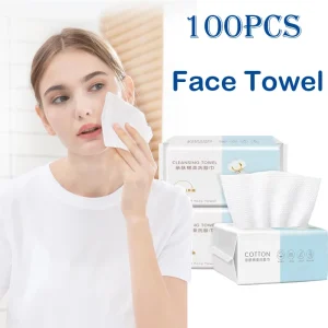100PCS Natural Disposable Face Towel Travel Facial Cleansing Wet And Dry Makeup Remover Pearl Cotton Soft Makeup Nonwoven Towel 1