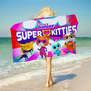 1PC Cartoon SuperKitties Towel Microfiber Beach Towel Quick Dry Kids Beach Blanket Soft Unisex Camping Pool Towel 1