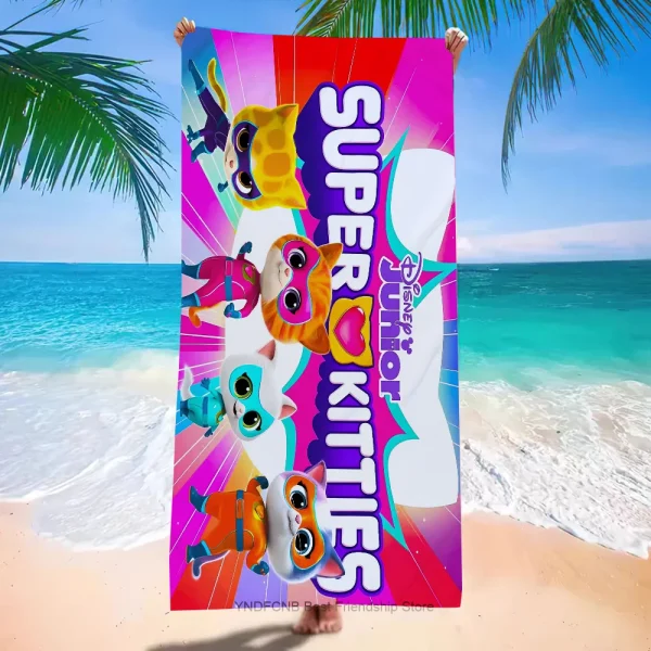1PC Cartoon SuperKitties Towel Microfiber Beach Towel Quick Dry Kids Beach Blanket Soft Unisex Camping Pool Towel 2
