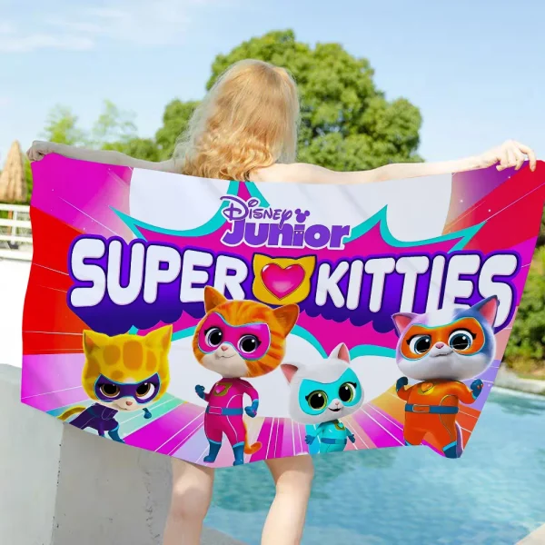 1PC Cartoon SuperKitties Towel Microfiber Beach Towel Quick Dry Kids Beach Blanket Soft Unisex Camping Pool Towel 3