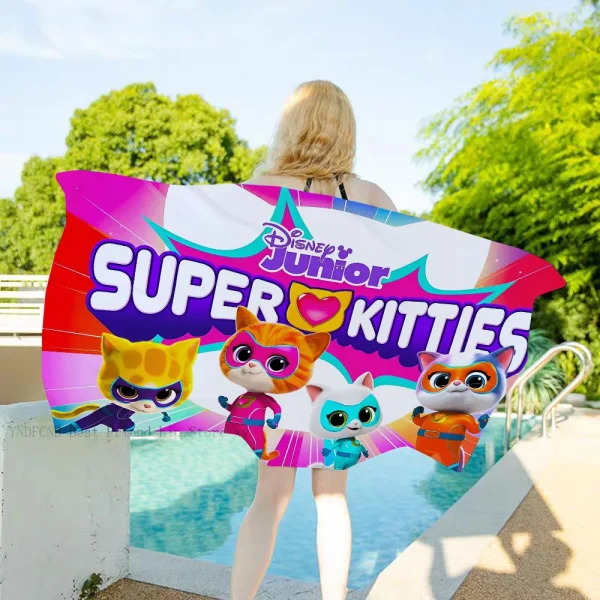 1PC Cartoon SuperKitties Towel Microfiber Beach Towel Quick Dry Kids Beach Blanket Soft Unisex Camping Pool Towel 4
