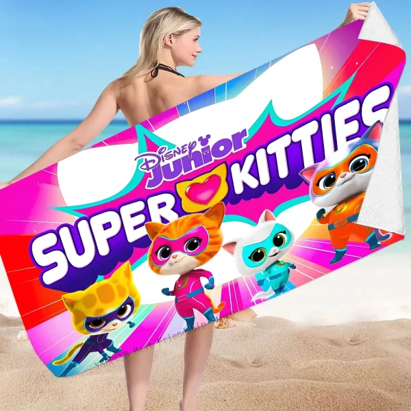 1PC Cartoon SuperKitties Towel Microfiber Beach Towel Quick Dry Kids Beach Blanket Soft Unisex Camping Pool Towel 5