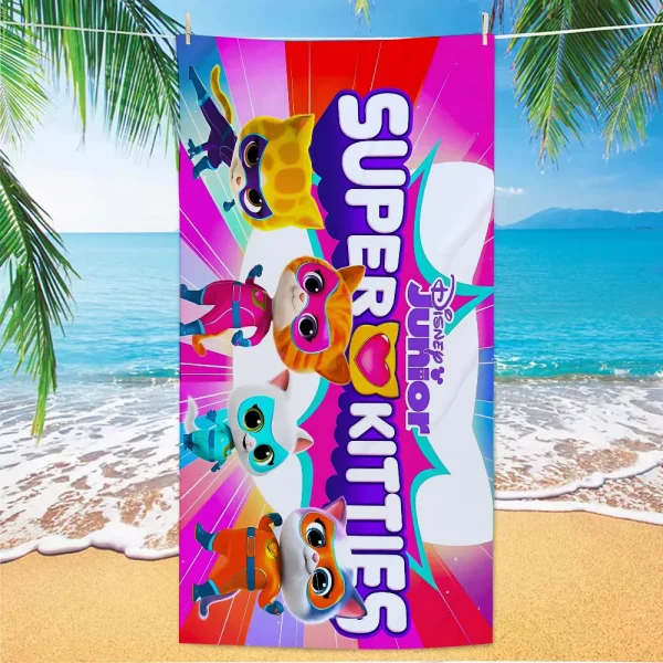 1PC Cartoon SuperKitties Towel Microfiber Beach Towel Quick Dry Kids Beach Blanket Soft Unisex Camping Pool Towel 6
