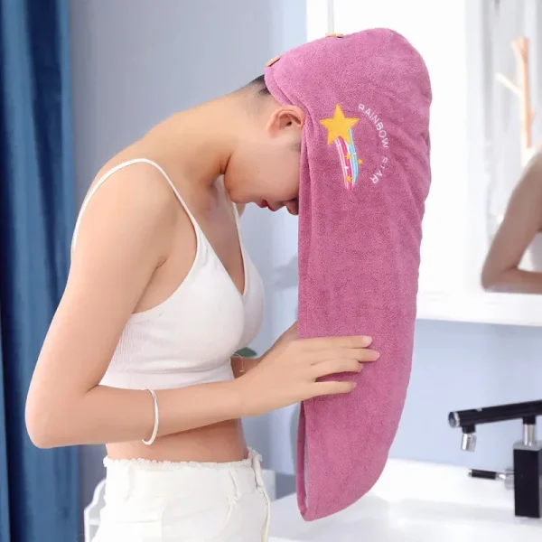 Women Girl's Magic Microfiber Shower Cap Towel Bath Hats for Women Dry Hair Cap Quick Drying Soft for Lady Turban Head 3