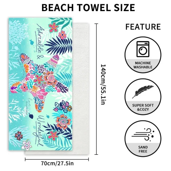 Men Women's Beach Towel Quick-drying Microfiber Beach Towel Large Size Camping Pool Picnic Sunbath for The Beach Mat Accessories 2