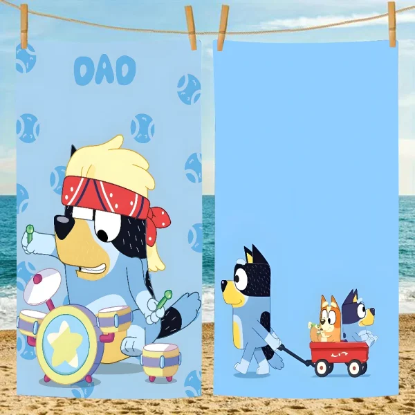 Cute B-Bluey-s D-Dog Quick Drying Pure Cotton Polyester Thick Bath Towel For Children And Adults, Sports Travel, Swimming Towels 1