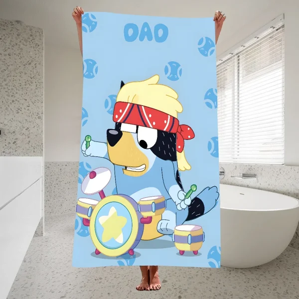 Cute B-Bluey-s D-Dog Quick Drying Pure Cotton Polyester Thick Bath Towel For Children And Adults, Sports Travel, Swimming Towels 2