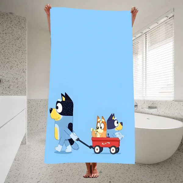 Cute B-Bluey-s D-Dog Quick Drying Pure Cotton Polyester Thick Bath Towel For Children And Adults, Sports Travel, Swimming Towels 3